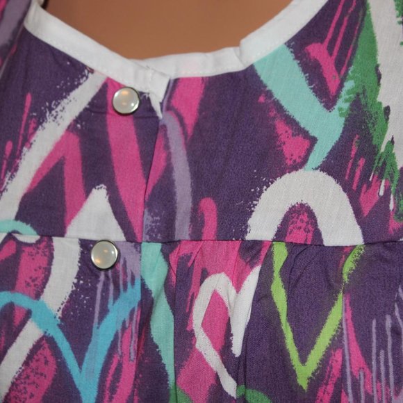 NEW – EASY ESSENTIALS SNAP FRONT SMOCK COBBLER APRON PURPLE HEARTS M L 2X 3X 4X - Picture 3 of 5